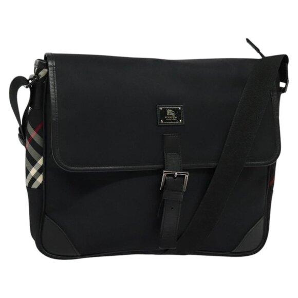 BURBERRY Black label Shoulder Bag Nylon Black Auth bs23895 - Picture 1 of 16